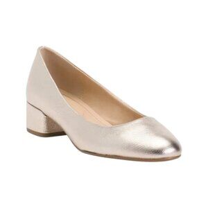 DUNE LONDON Gold Leather Almond Toe Pumps